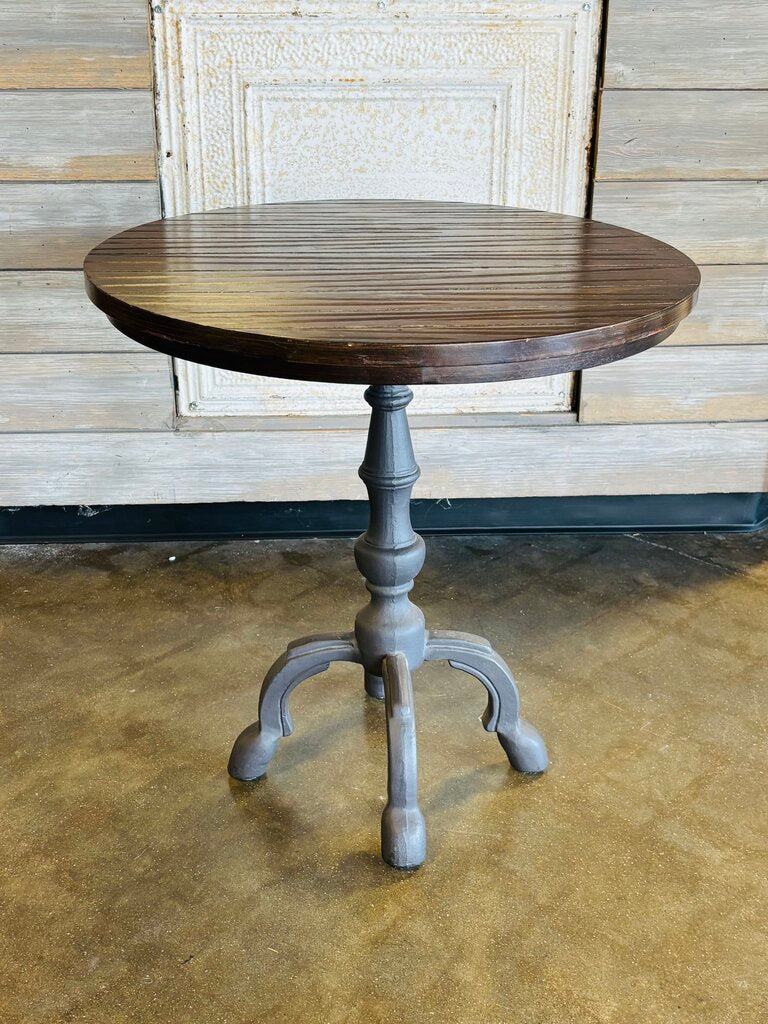 Wood Top Metal Base Pedestal Table 23.5"HR 24"H