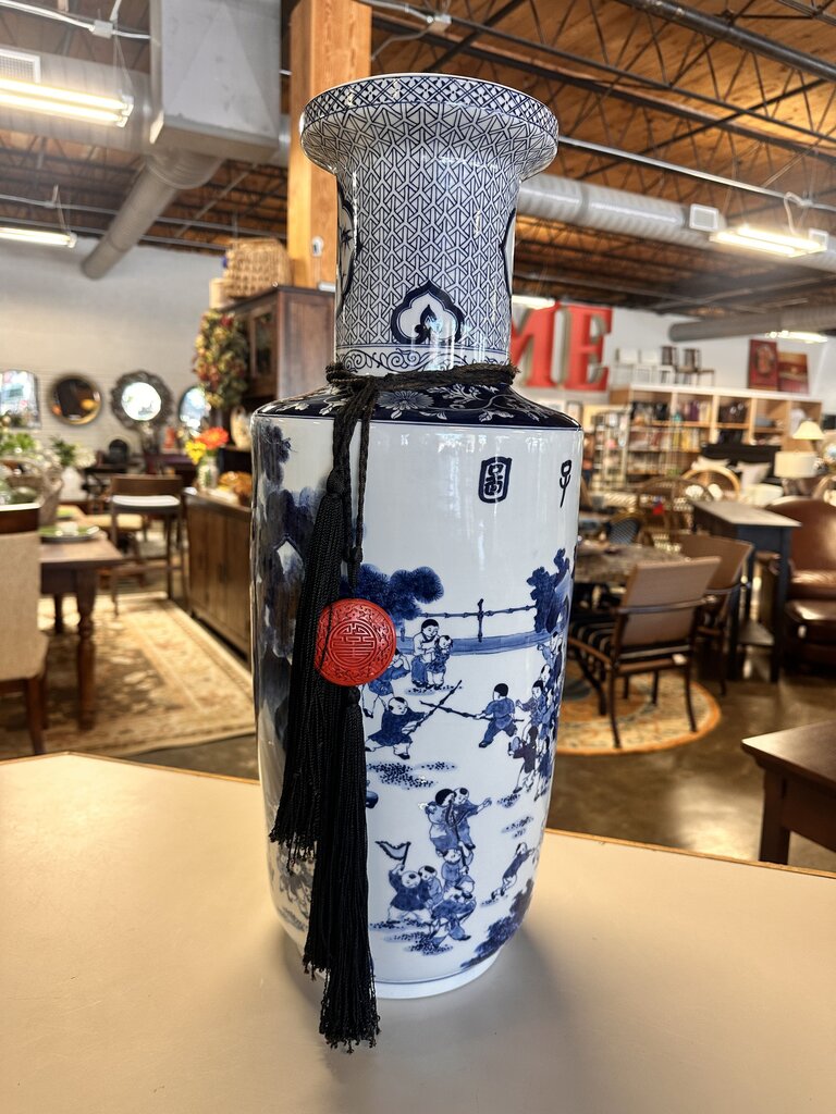 Tall Asian Vase with Tassel