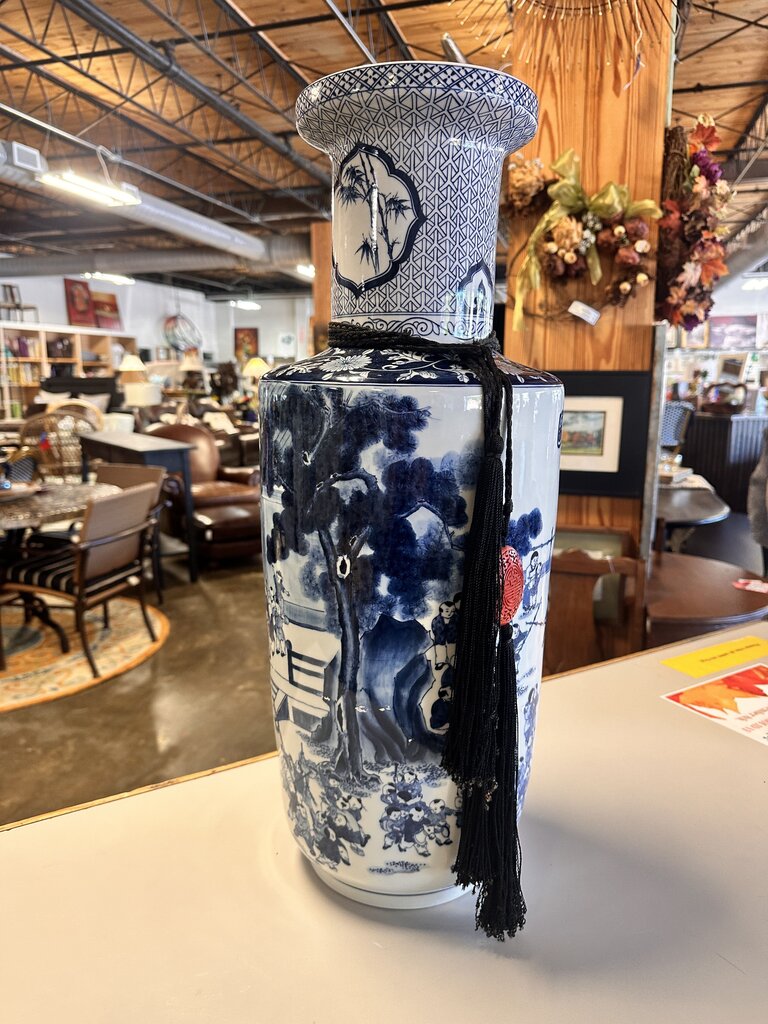Tall Asian Vase with Tassel