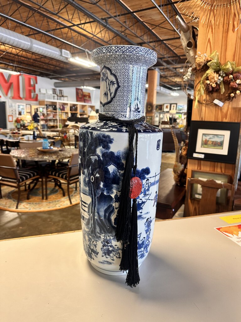 Tall Asian Vase with Tassel