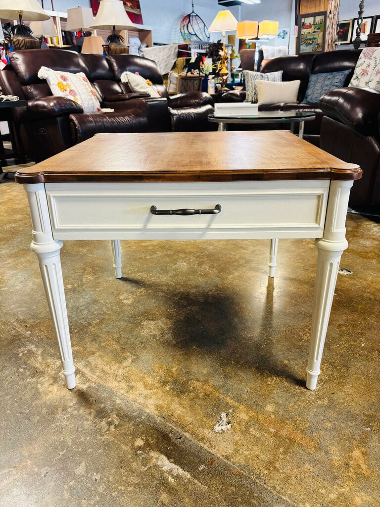 Painted One Drawer End Table 26 X 26 x 21