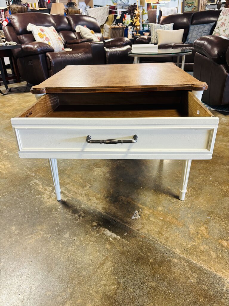 Painted One Drawer End Table 26 X 26 x 21