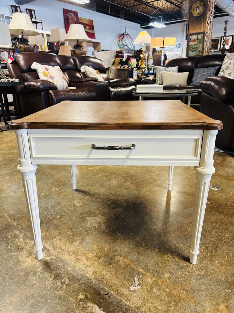 Painted One Drawer End Table 26 X 26 x 21