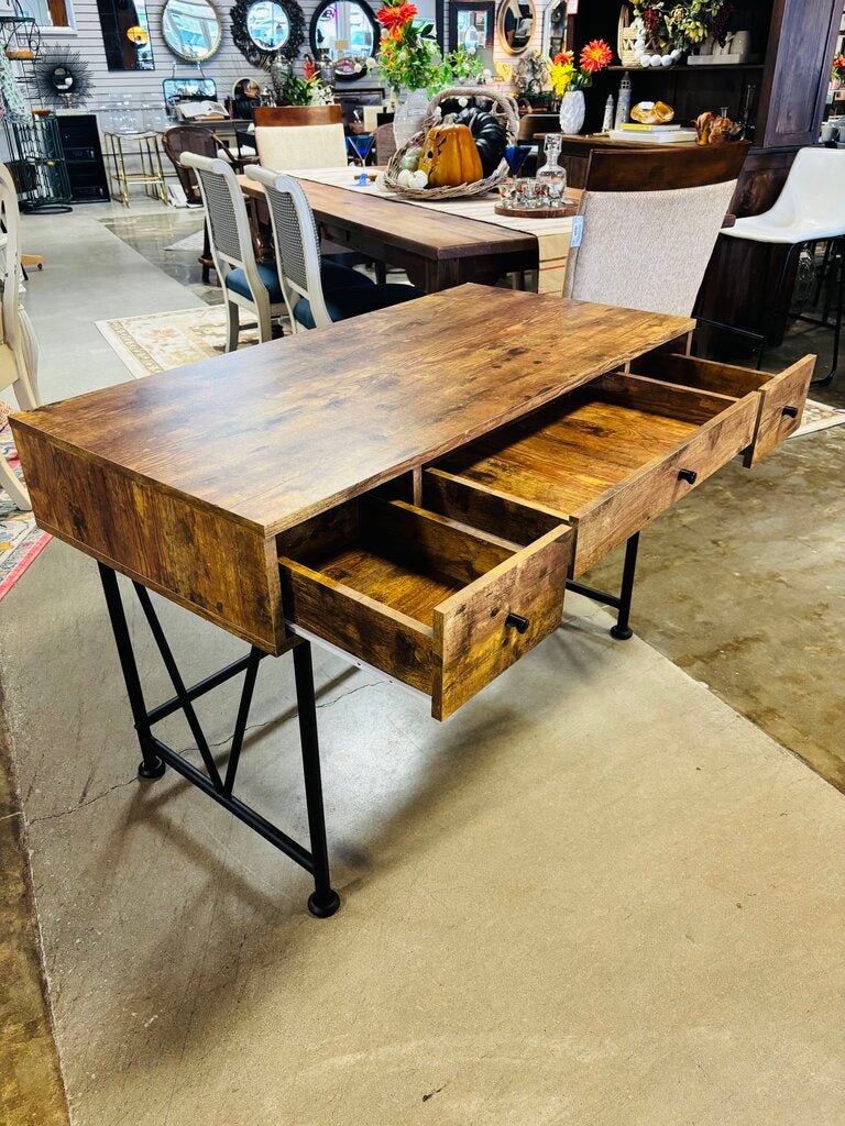 Wood/Metal 3 Drawer Desk 47.25 X 23.75 X 31