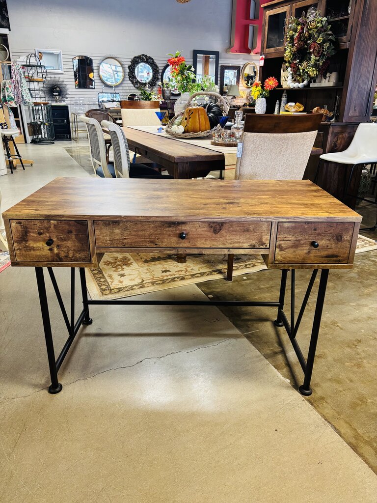Wood/Metal 3 Drawer Desk 47.25 X 23.75 X 31