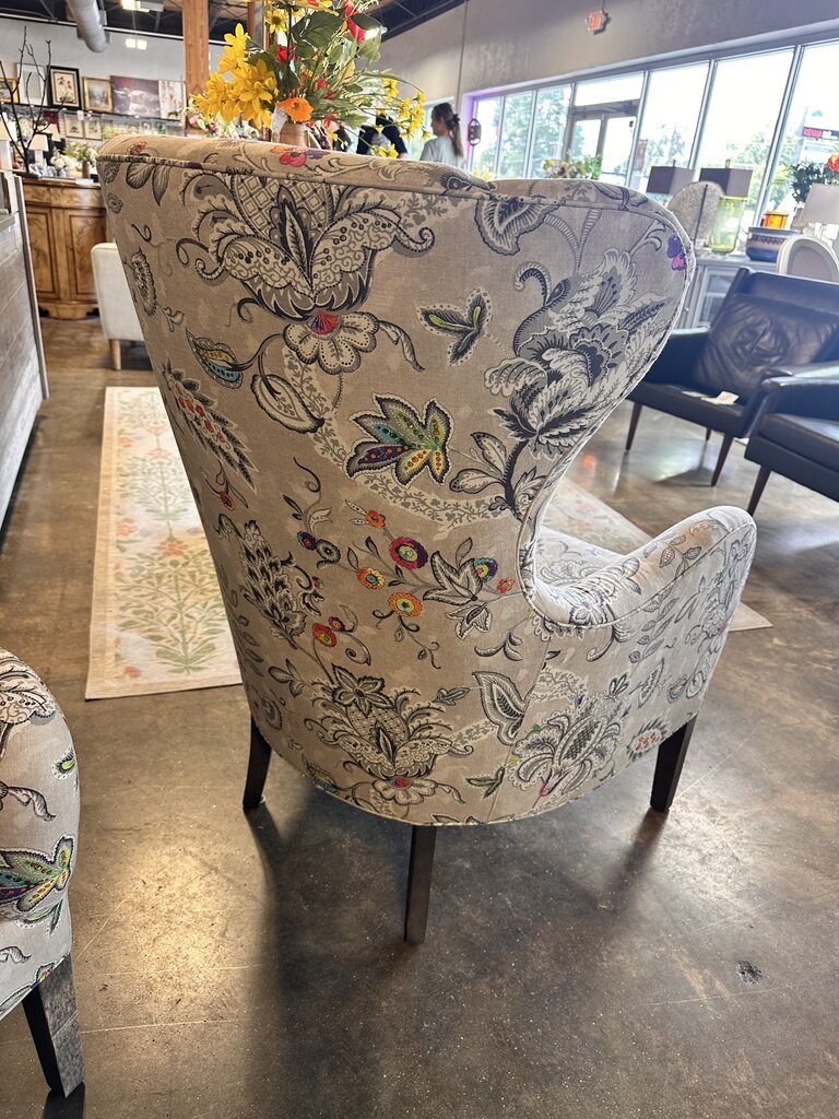 Neutral Floral Wing Club Chair NC