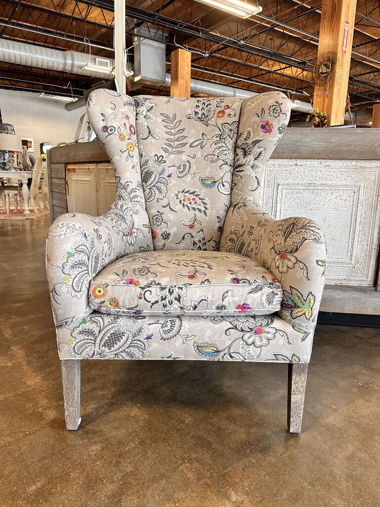 Neutral Floral Wing Club Chair NC