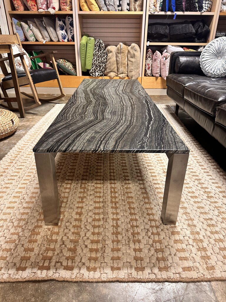 Chrome Faux Wood Coffee Table