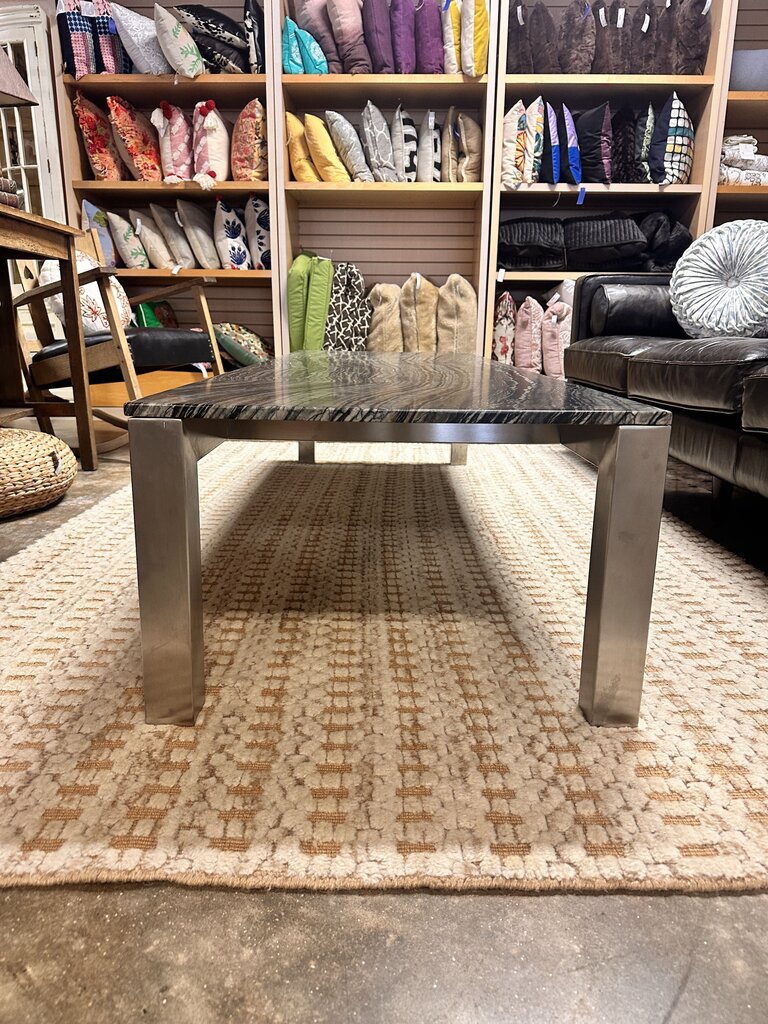 Chrome Faux Wood Coffee Table