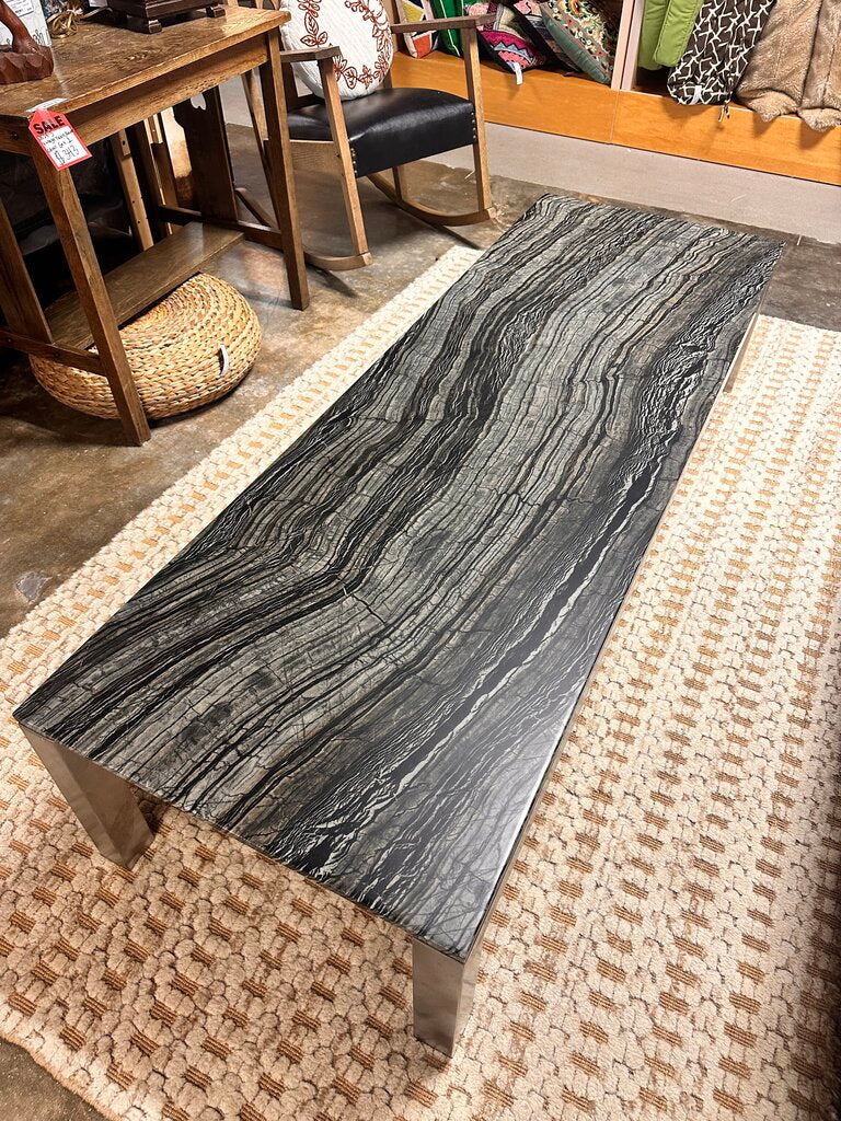 Chrome Faux Wood Coffee Table