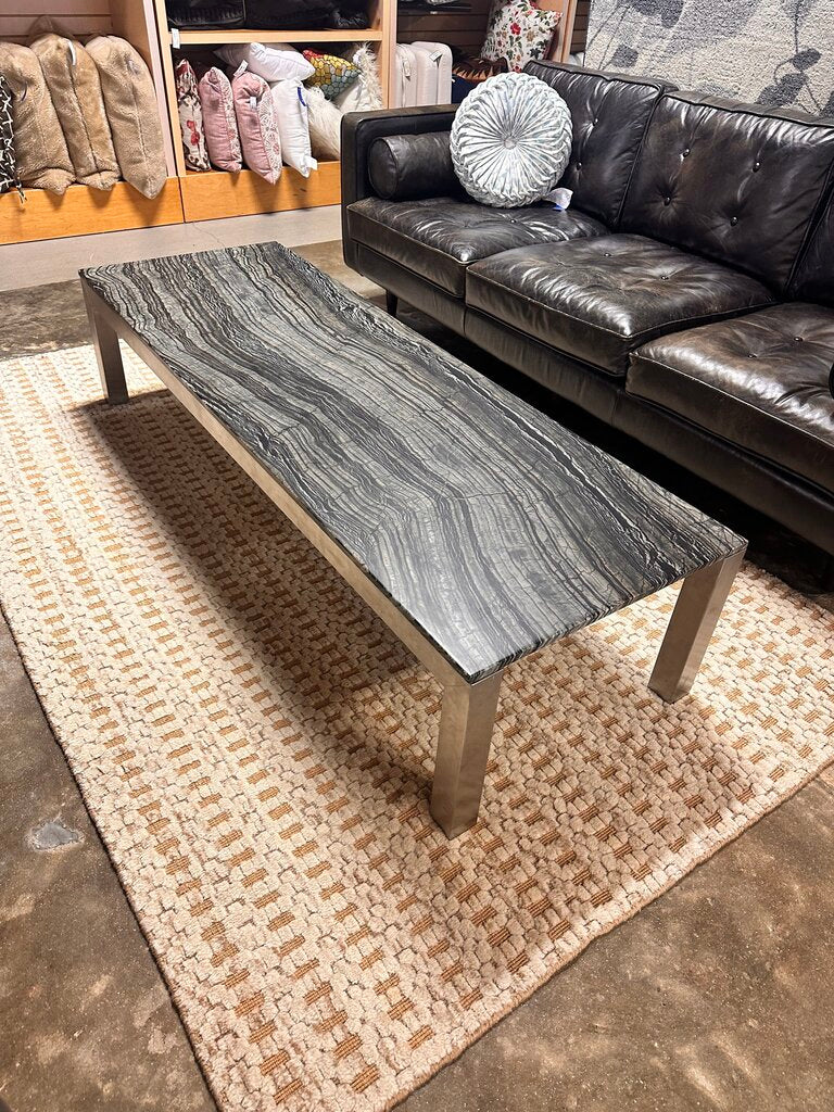 Chrome Faux Wood Coffee Table