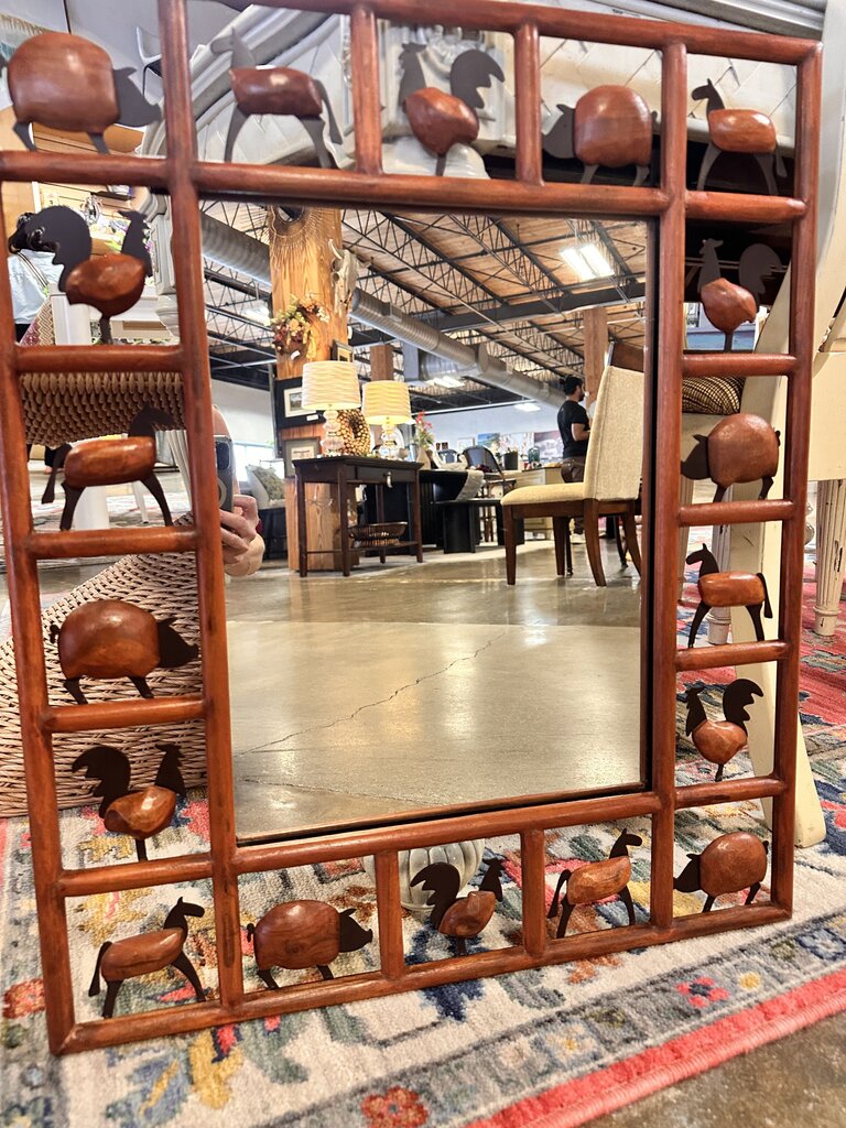 Metal Farm Animals Grid Mirror 23 X 27.25