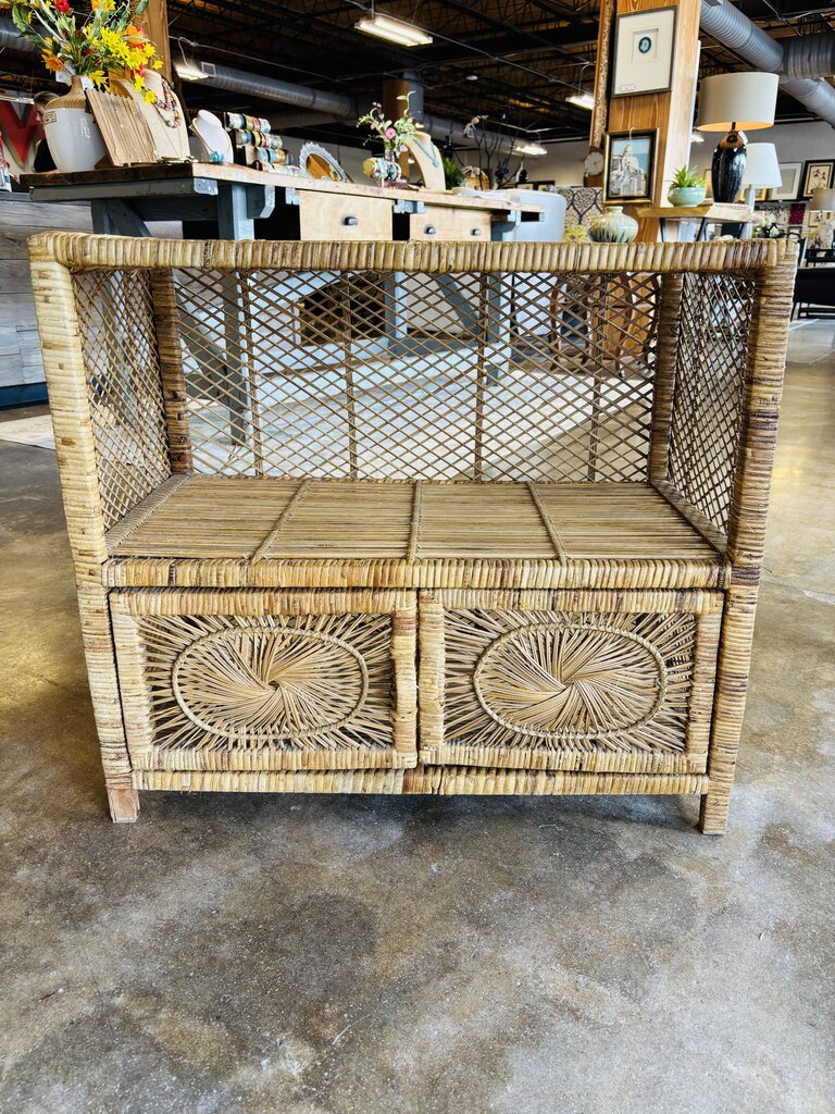 BoHo-Chic Rattan /Wicker Cabinet 28 X 15 X 25