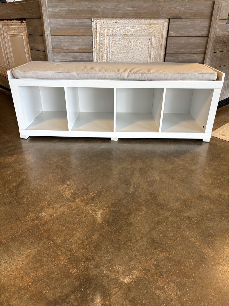4 Cube Storage Bench White 58 x 18 x 20