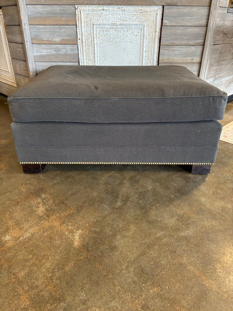 Nailhead Velvet Ottoman
