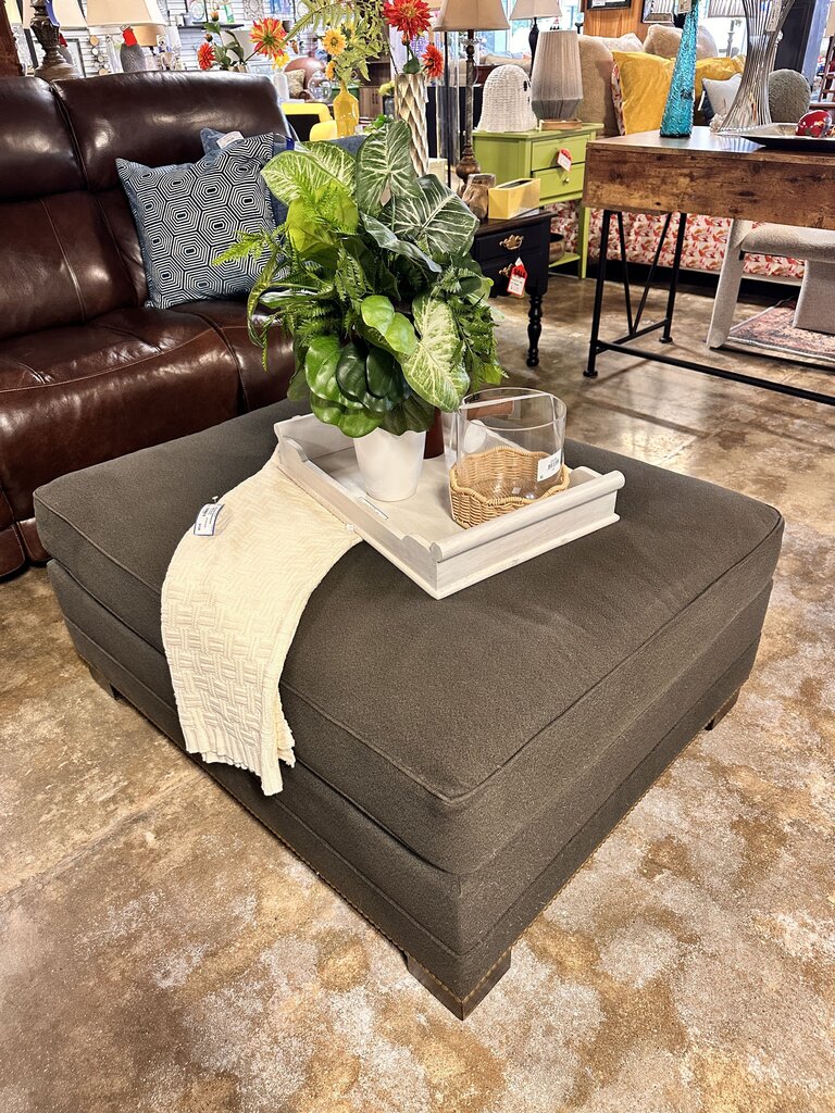 Nailhead Velvet Ottoman