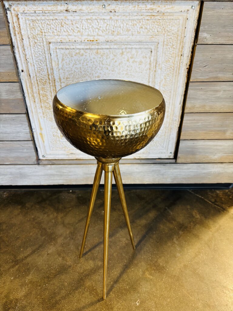 Hammered Metal Bowl Planter