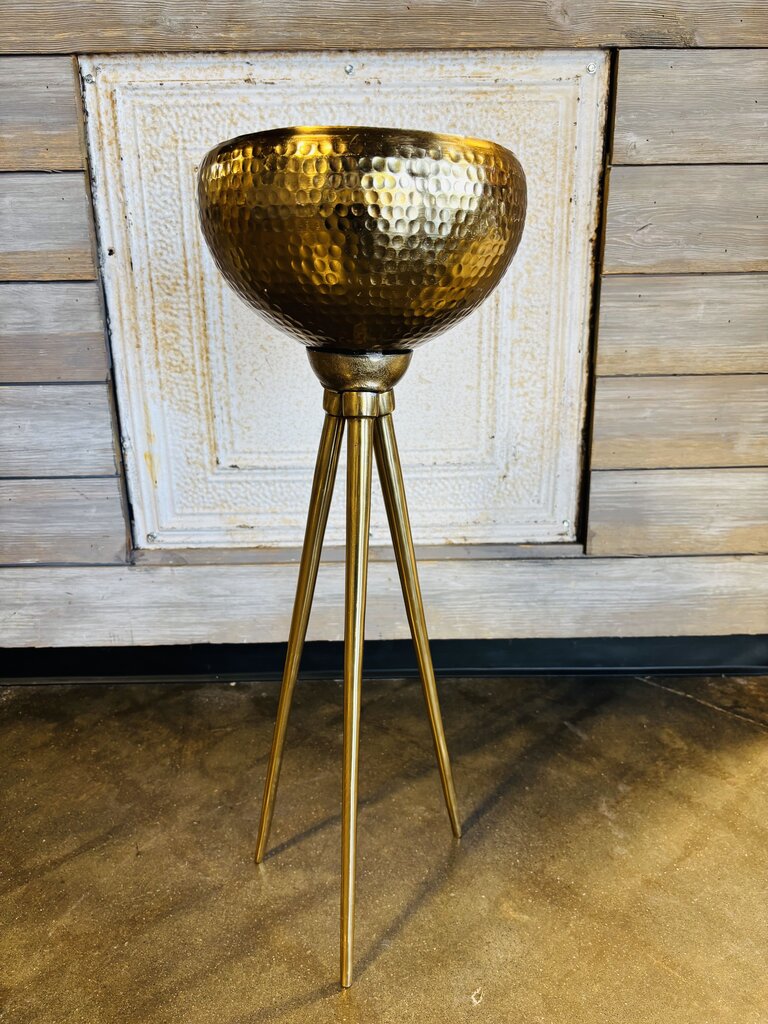 Hammered Metal Bowl Planter