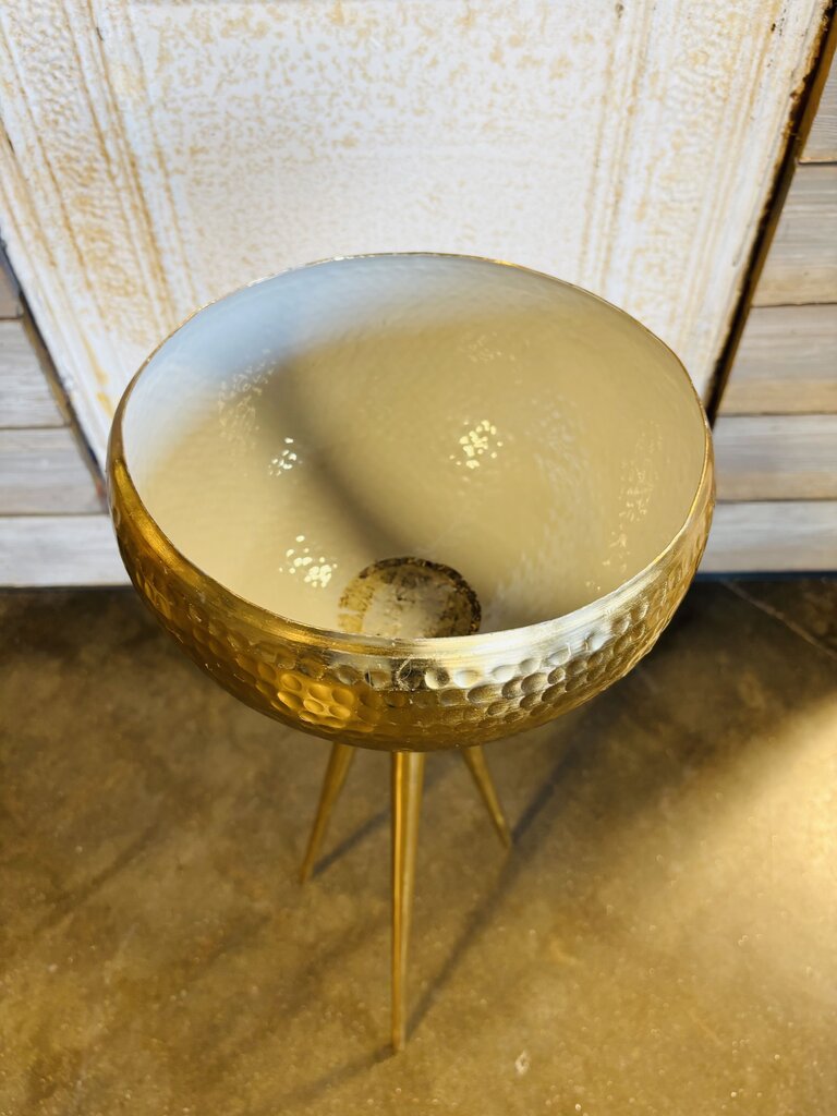 Hammered Metal Bowl Planter