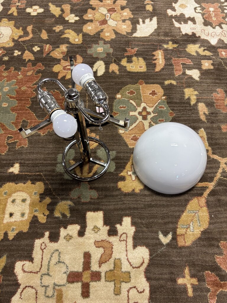 MCM Chrome Table Lamp with Glass Dome Shade