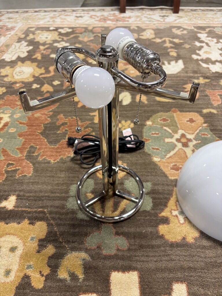 MCM Chrome Table Lamp with Glass Dome Shade
