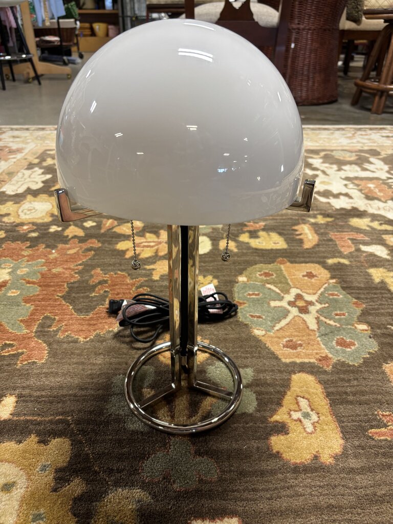 MCM Chrome Table Lamp with Glass Dome Shade
