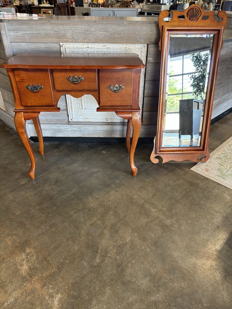 Wood Console with Mirror