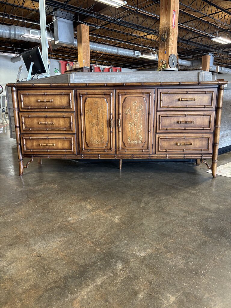 Dixie Aloha Faux Bamboo 9 Drawer Dressser 72 X 19.25 X32.5
