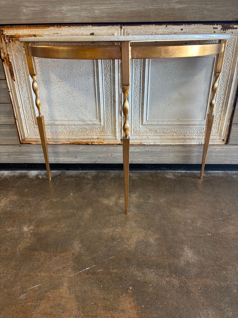 Marble Top Metal Base Demilune Console 40 X 16 X31