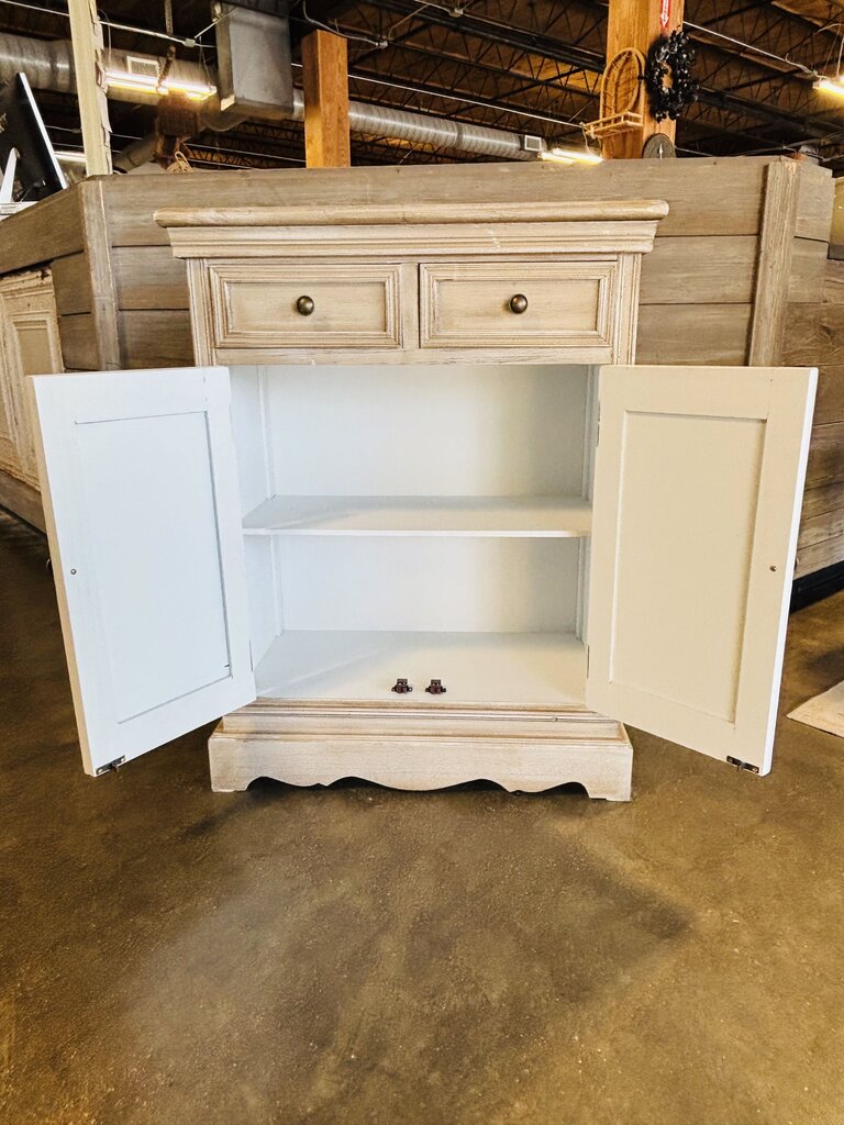 Faux Louvre Door 2 Drawer Cabinet 24.5 X 12.5 X 31.75