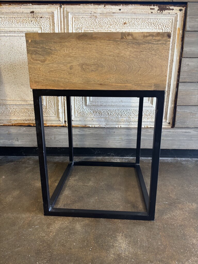 Wood/Metal One Drawer Side Table 18 X 16 X 24