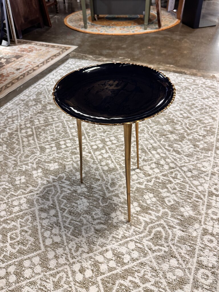 Painted Metal Side Table 14"R 21.25"H