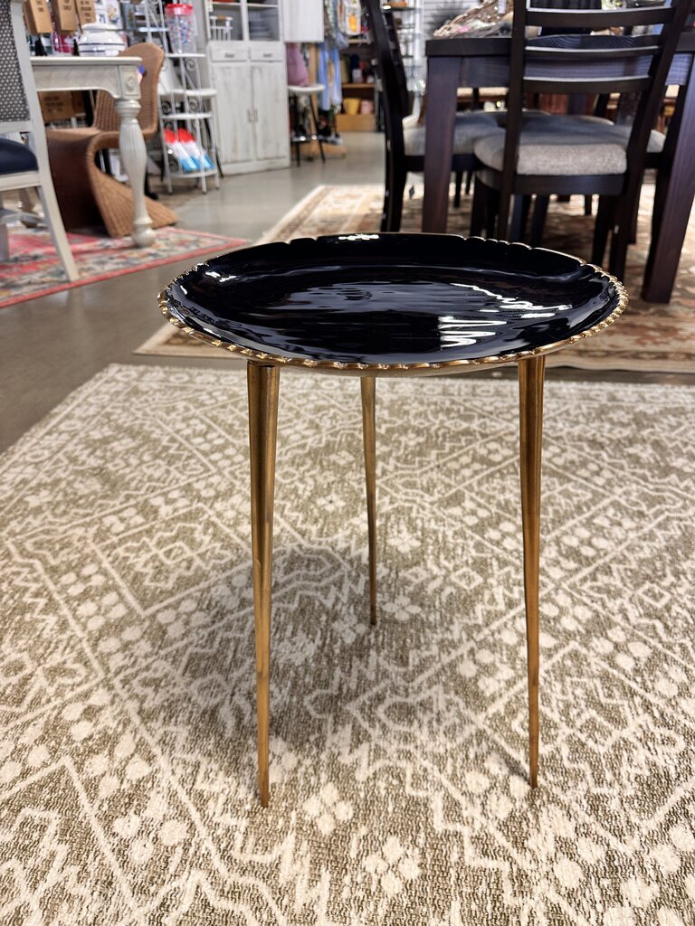 Painted Metal Side Table 14"R 21.25"H