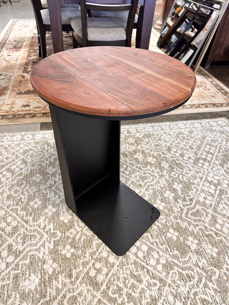 Wood/Metal C-Shaped Accent Table 18.25"R 27"H
