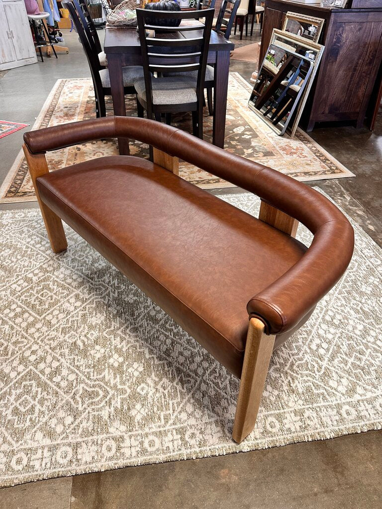 Vegan Leather Curved Backrest Sofa
