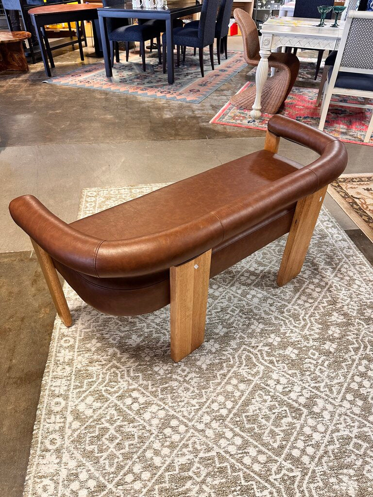 Vegan Leather Curved Backrest Sofa