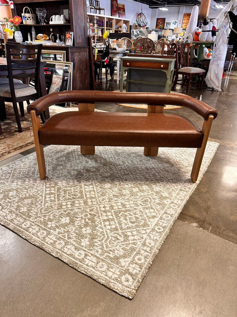 Vegan Leather Curved Backrest Sofa