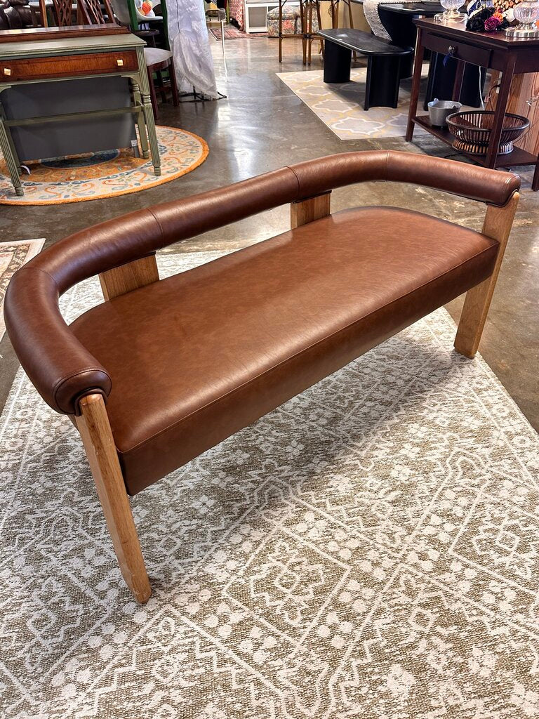 Vegan Leather Curved Backrest Sofa