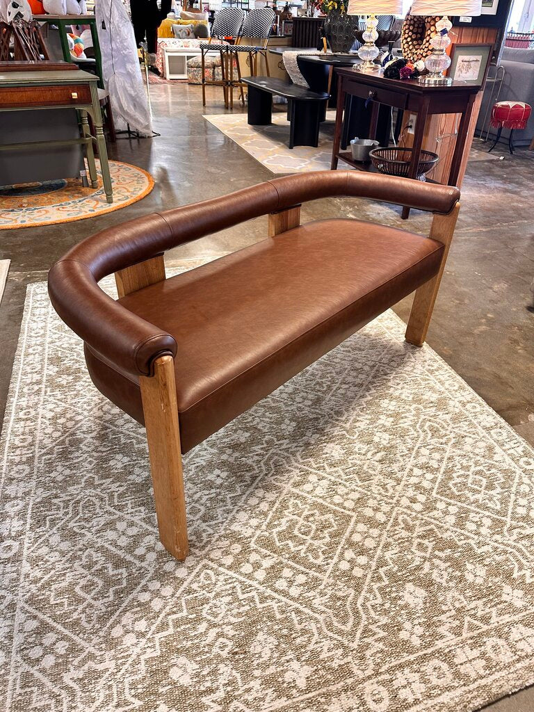 Vegan Leather Curved Backrest Sofa