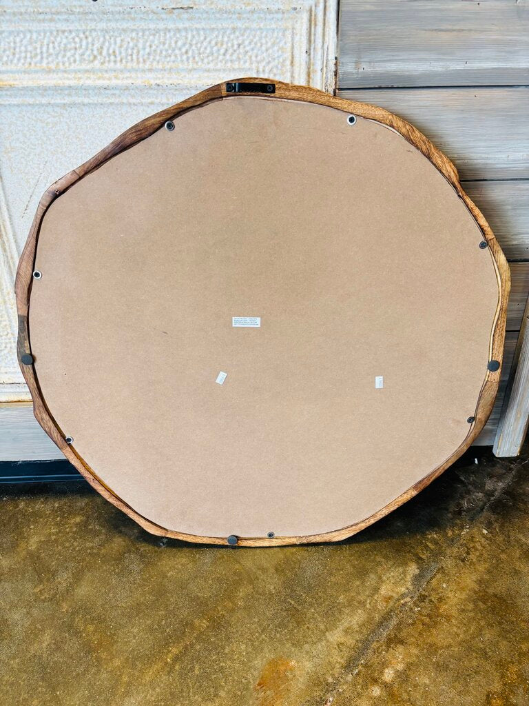 Round Wood Frame Mirror 30"R