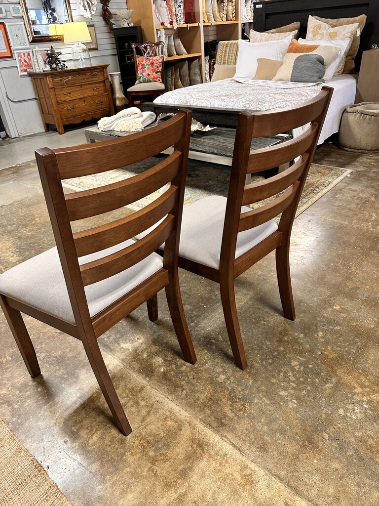 Wood Ladderback Dining Chairs Pair