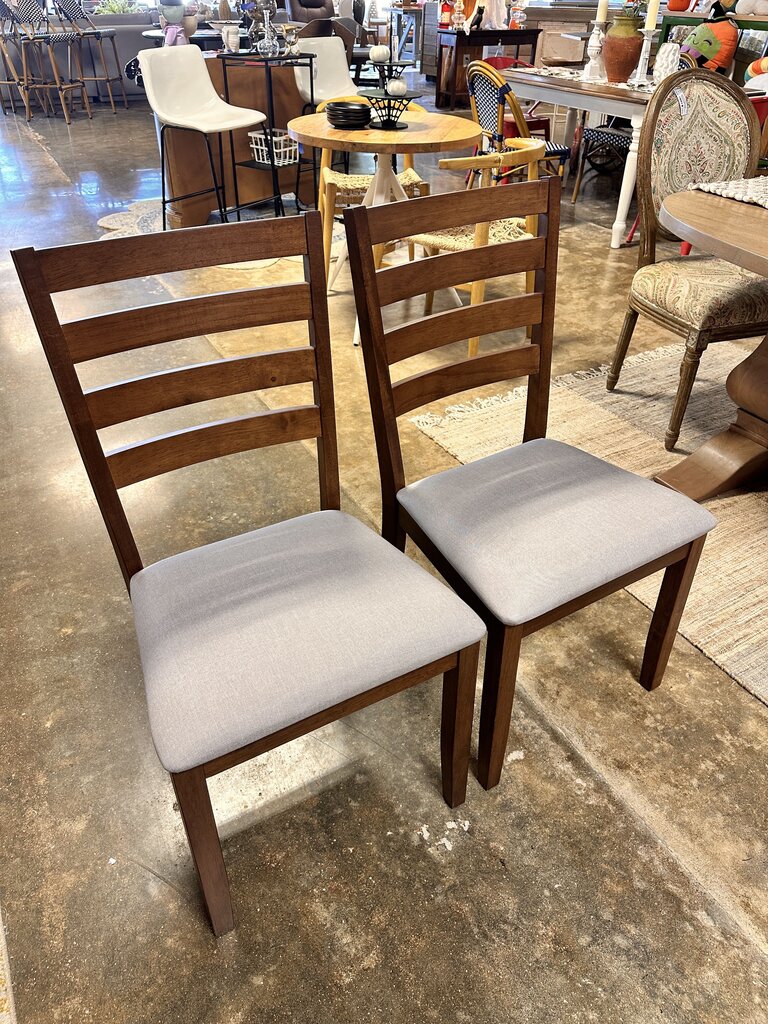 Wood Ladderback Dining Chairs Pair