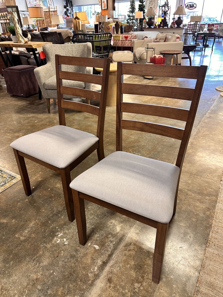 Wood Ladderback Dining Chairs Pair
