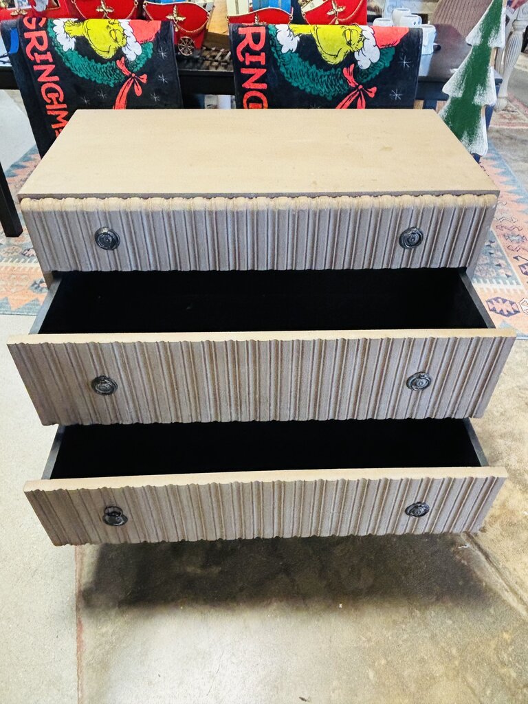 Noir Ribbed 3 Drawer Dresser 38 X 21 X 32.5