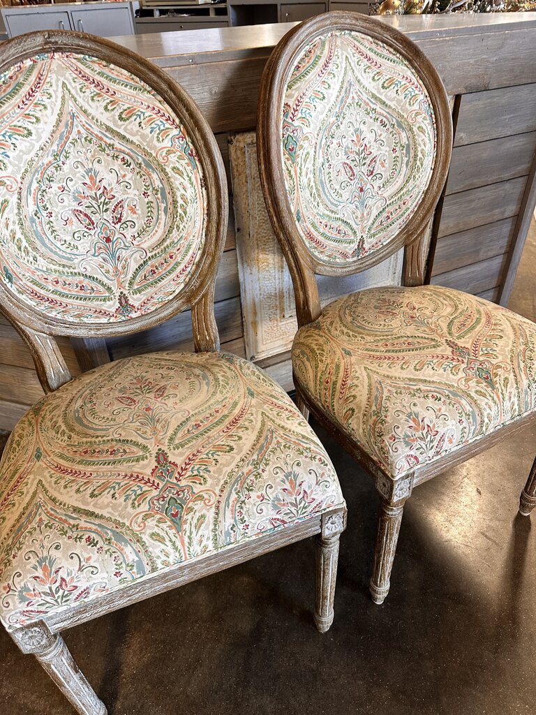 Set 2 Paisley Upholstered Dining Chair