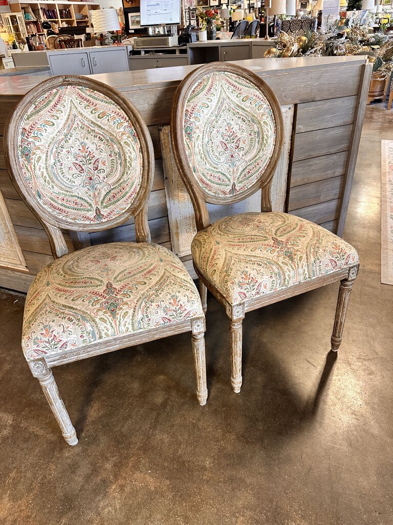 Set 2 Paisley Upholstered Dining Chair