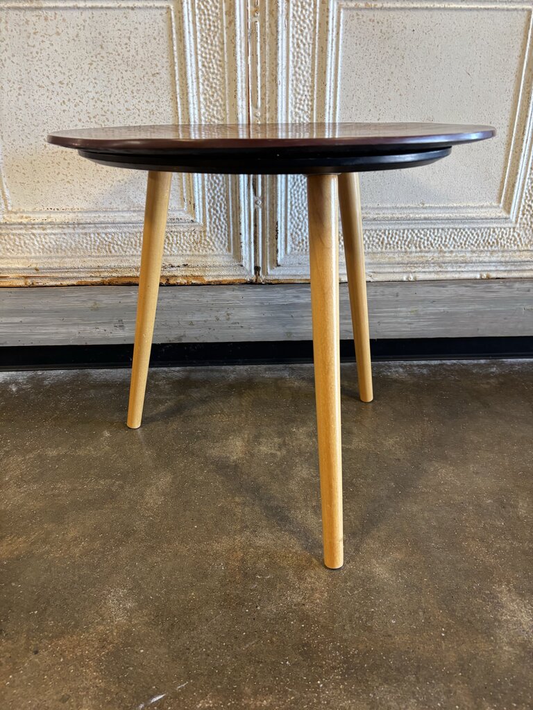 Round Sunburst Wood Table