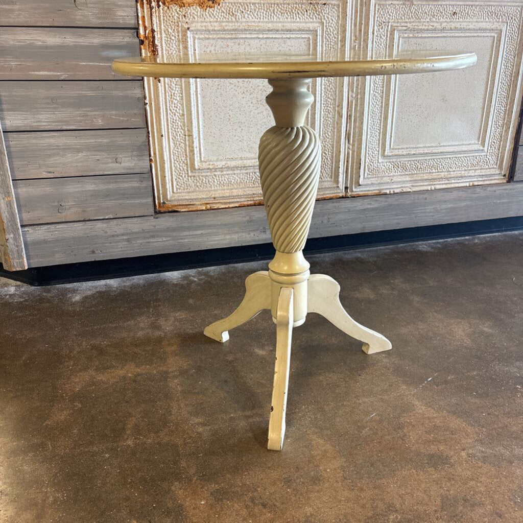 Painted Floral Top Accent Table 24"R 25.5"H