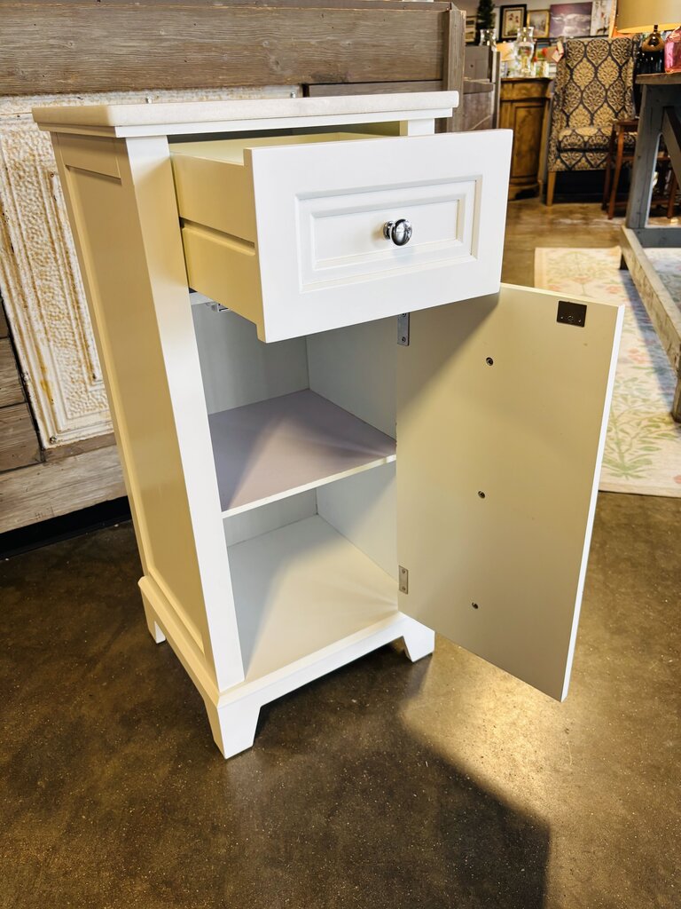 Marble Top One Drawer Cabinet 15.25 X 13.25 X 32.25