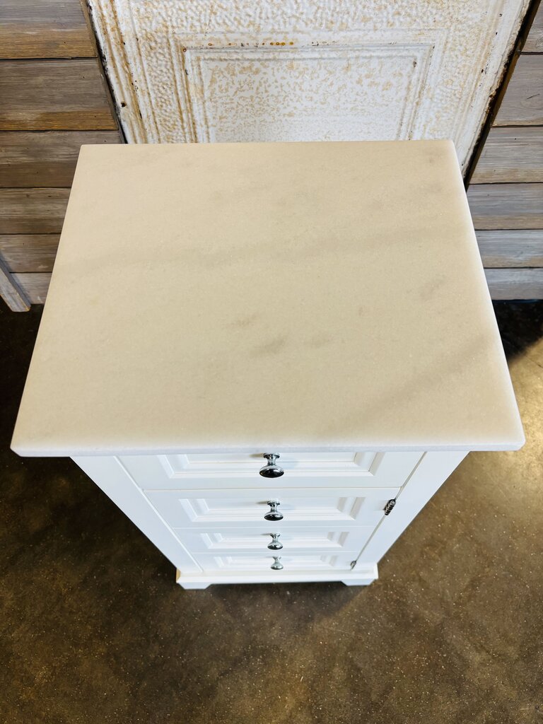 Marble Top One Drawer Cabinet 15.25 X 13.25 X 32.25